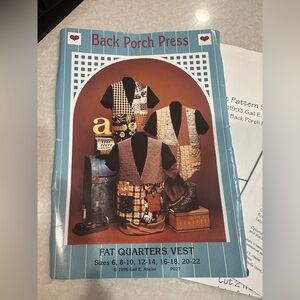 Vintage Back Porch Press Fat Quarters Vest Pattern